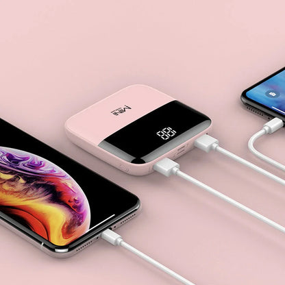 10000mAh Mini Power Bank in various colors with USB Type-C and Micro USB inputs