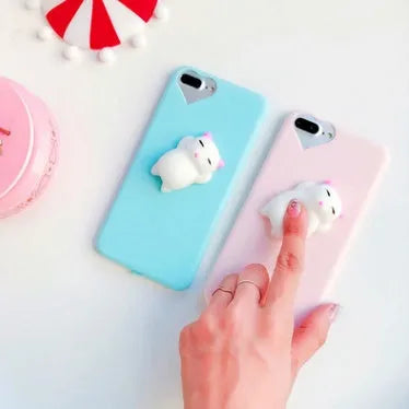 Lovely Cartoon Soft Cat Phone Case: 3D Silicone TPU Cover with Anti-Knock and Dirt-Resistant Protection for iPhone Models 5 to X