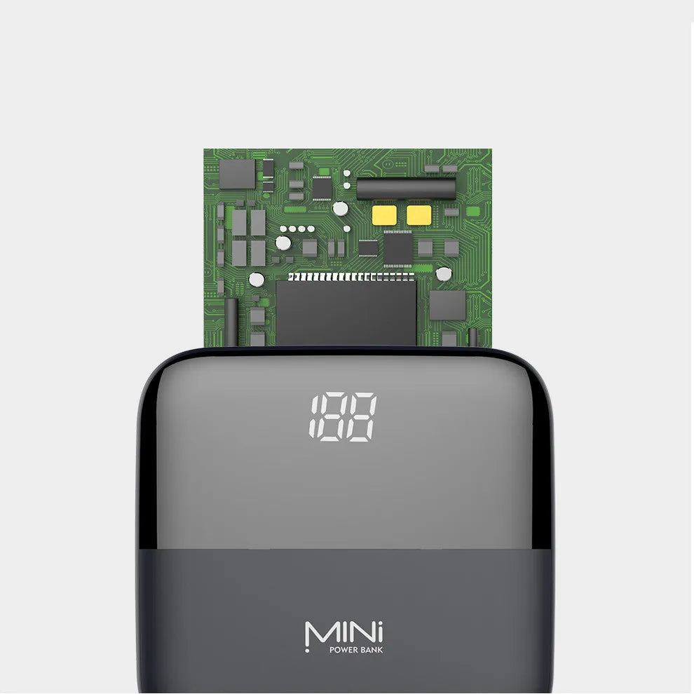 10000mAh portable power bank with digital display in black, pink, red, or white colours
