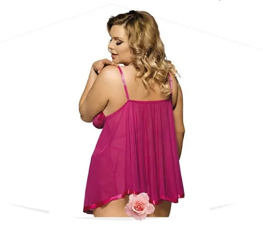 Women's purple lace mesh sling dress lingerie on a hanger