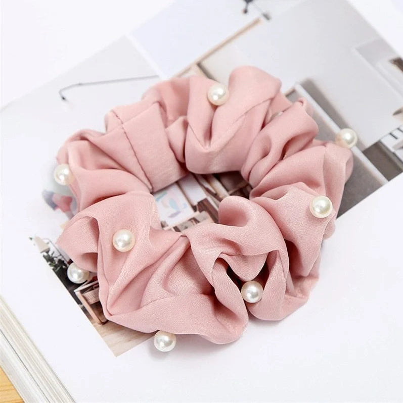 Creative rubber band fabric hair accessories hair ring in six colours including red, black, dark blue, pink, grey, light blue