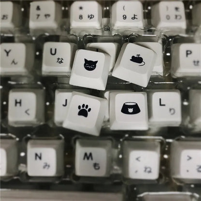 White Japanese keycap full set with sublimation printed characters for mechanical keyboards