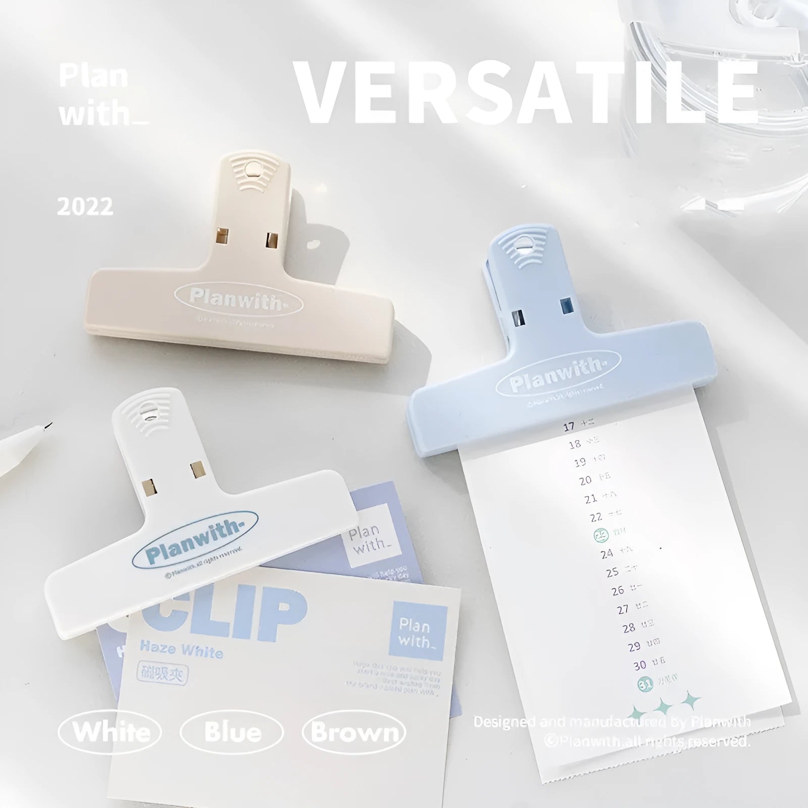 RosyPosy Japanese Wind Cream File magnetic bill clip in Haze Series with plastic magnet alloy construction