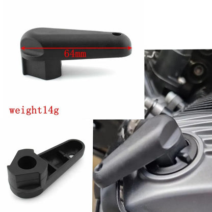 Black nylon quick-release wrench for BMW motorcycle oil cap on white background