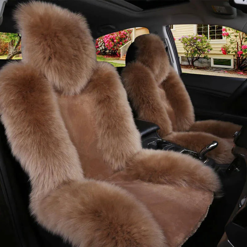 Winter car seat cushion in wool and cashmere blend with cotton filling, single seat, shown in one of six colours