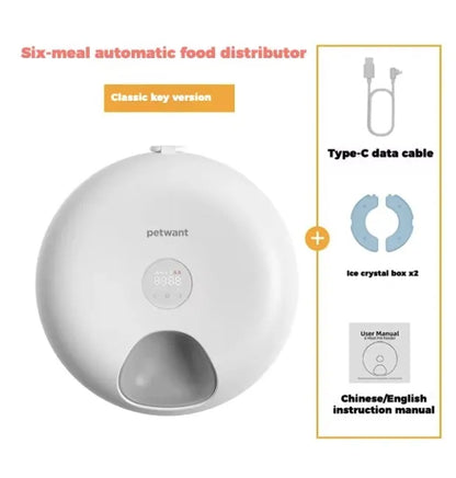 Donut Frost WiFi 6 automatic pet food dispenser with app control and ice packs for freshness