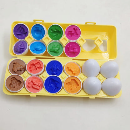 Educational smart egg toy for children with 12 shapes for sorting and matching