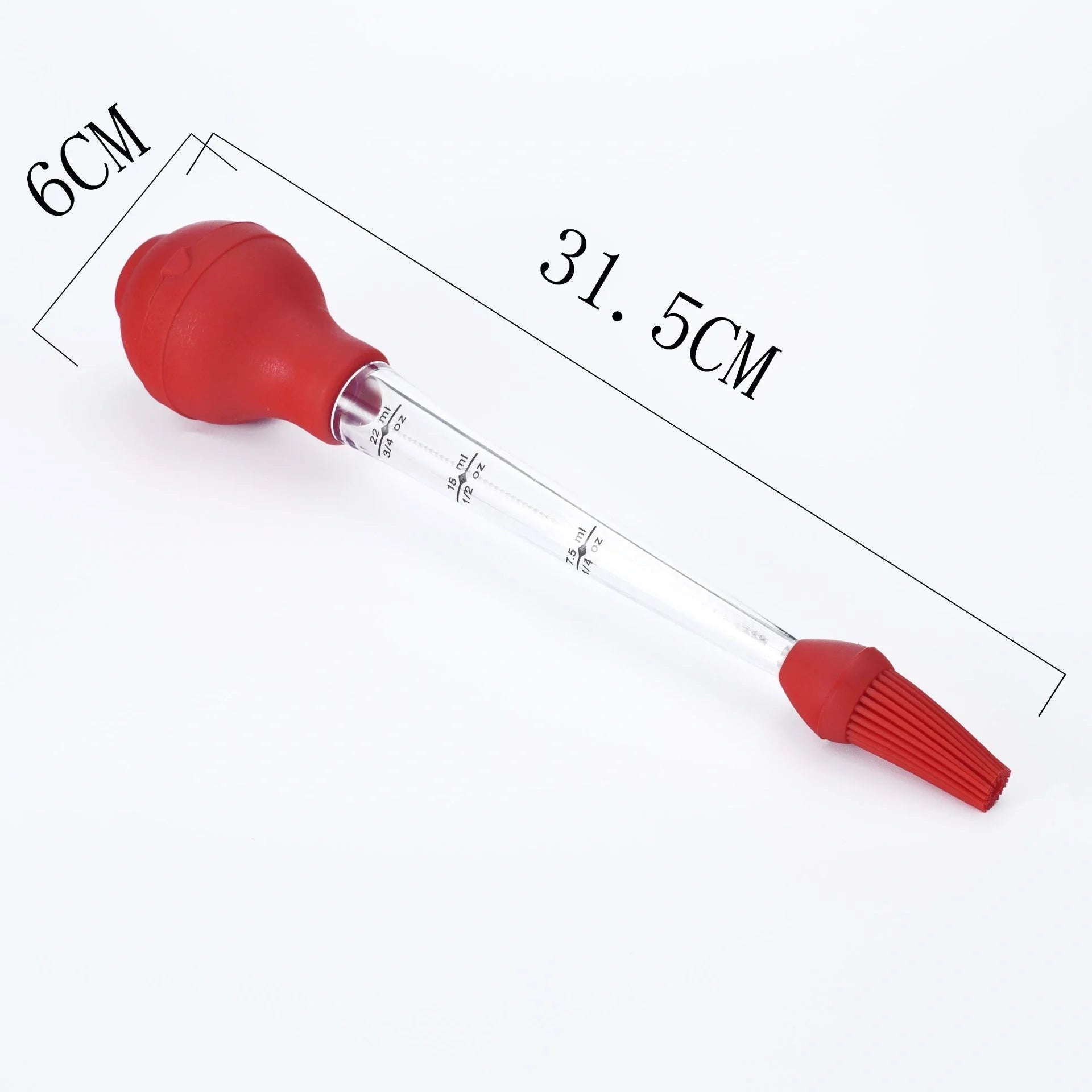 Drip oil seasoning tube with cleaning brush, 6.4X31.5cm, in blue, green, and red