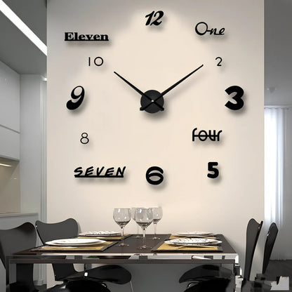 25-inch solar wall clock with laser-engraved markings and European round design in black finish