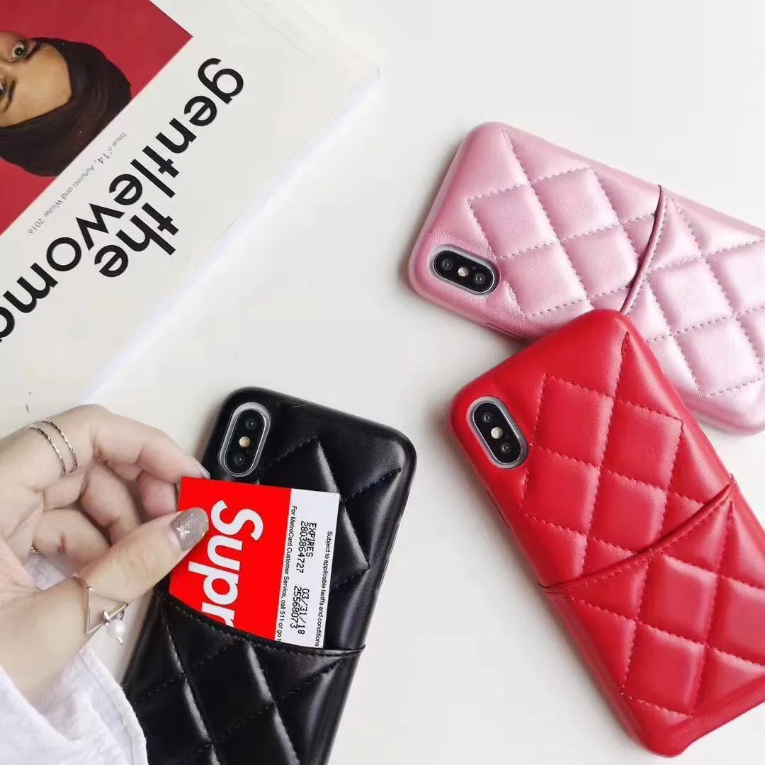 Genuine leather iPhone case for XS Max XR 8 7 models in black pink red colours