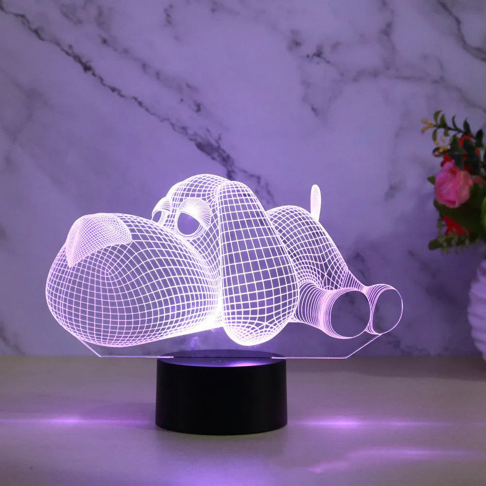 Doggo desktop lamp with multicolour LED lighting and 3D dog figurine design