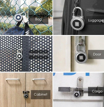Secure Smart Fingerprint Padlock with durable aluminum alloy and stainless steel construction, Bluetooth app control, and IP65 weatherproof rating