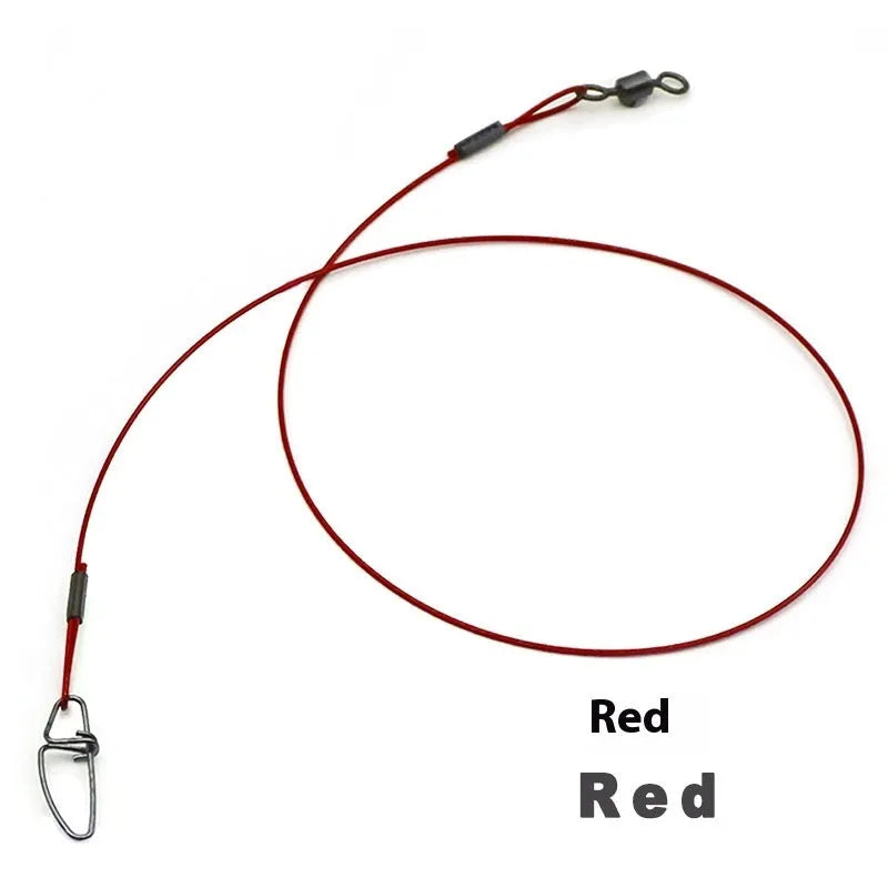 Green, black, and red 54cm copper steel wire fishing accessories with double buckle pins on fishing tackle