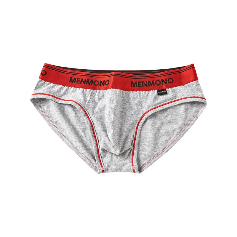 Men's cotton low waist briefs in a two-tone colour on a white background.