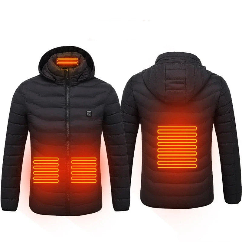 Cozy and stylish electric heated winter jacket with USB charging and adjustable temperature settings
