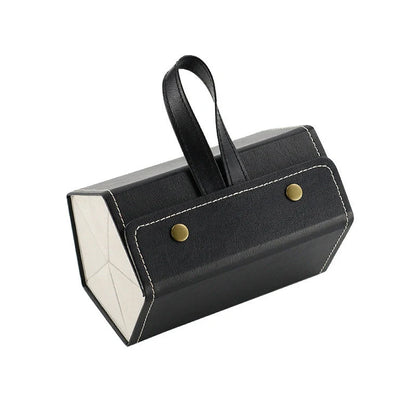 Foldable PU leather sunglasses and eyeglasses travel organiser case in black and brown