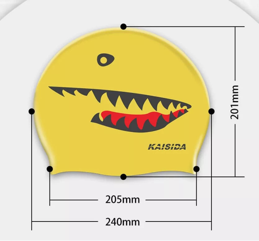 Printed silicone swimming cap in large size for unisex use
