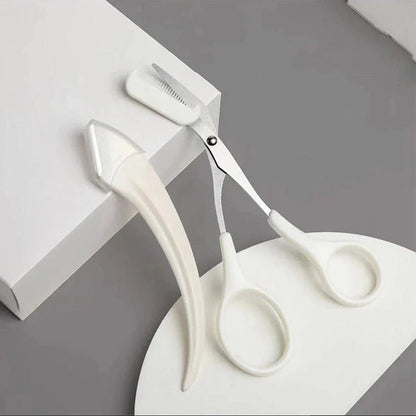 Curved Moon Eyebrow Trimming Knife with Comb for precise grooming