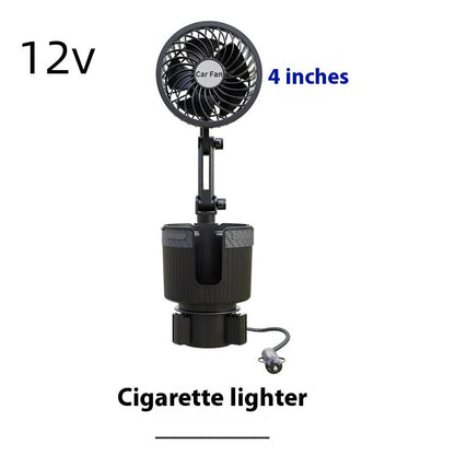 Car water cup holder fan in ABS, 4-inch or 6-inch size, with 12V, 24V, or 5V USB power options