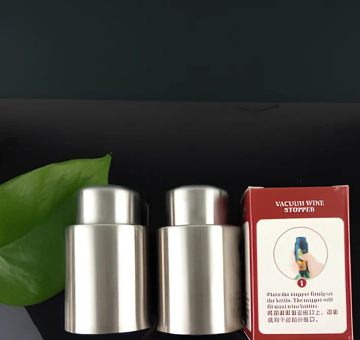 Stainless steel vacuum wine stopper with manual pump for preserving opened wine bottles