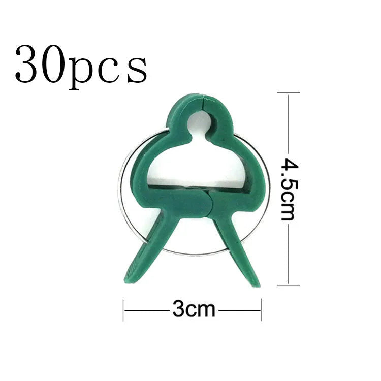 20 pack mixed size green eco plastic plant fixing clips for garden climbing plants