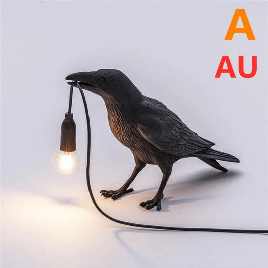 Creative Auspicious Bird Resin Wall Lamp Decoration in white or black