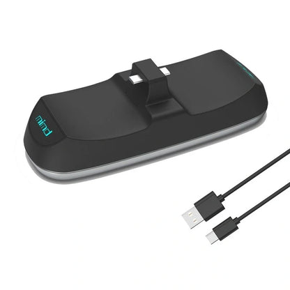 PS5 Wireless Controller Dual Charge Dock in black and white, charging two controllers simultaneously