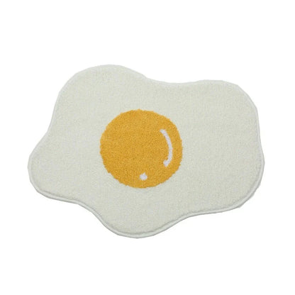 Stylish and absorbent egg-shaped doormat in various sizes and colors, made of plush polyester with a non-slip rubber backing