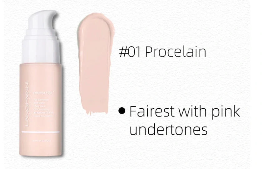 Matte oil control concealer liquid foundation in 30ml container with 13 shade options displayed