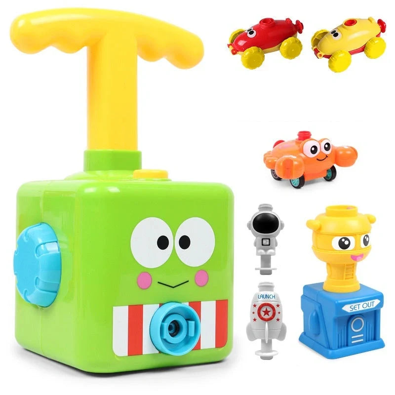 Children's air balloon powered car toy with ABS plastic construction