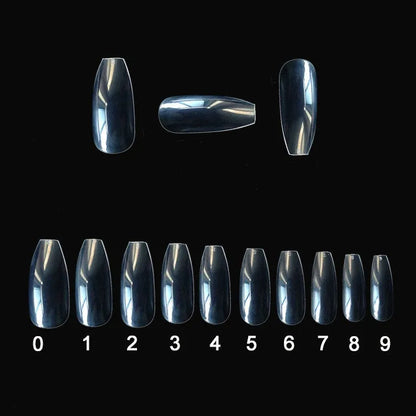 500 transparent natural ABS false nails in 10 sizes for professional and home nail applications