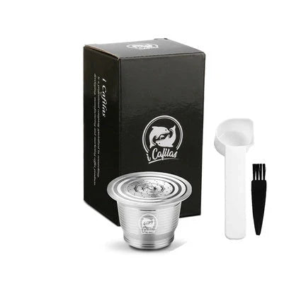 Stainless steel reusable Nespresso coffee capsule with refillable filter
