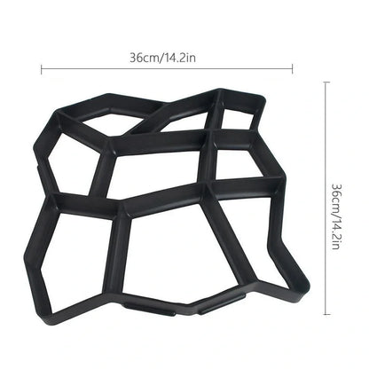 Black plastic concrete mould measuring 42 x 43cm for creating 36cm garden paving blocks