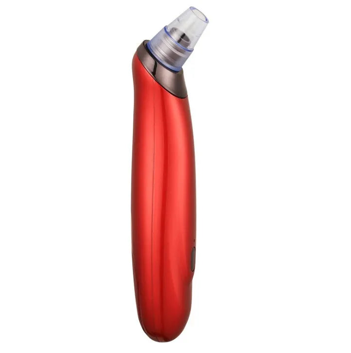 Electric blackhead remover device with five suction nozzle attachments, shown in black colour.