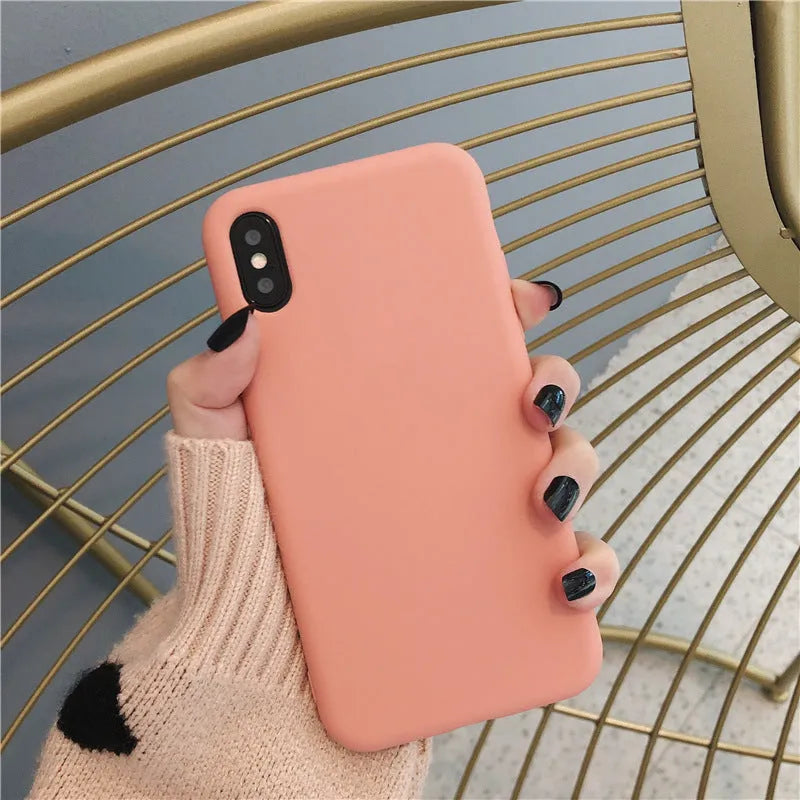 Silicone phone case for iPhone XR and XS Max in a selection of eight colours on a white background
