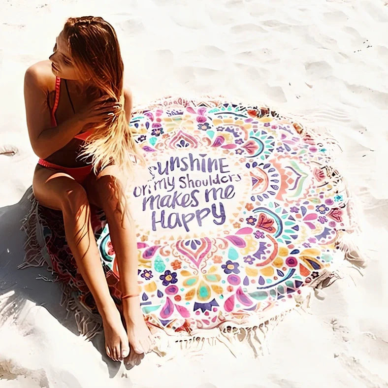150x80cm polyester beach towel with Bohemian pattern in gradient purple colour option