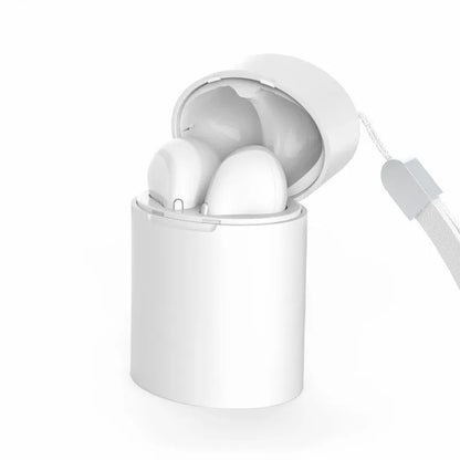 Black wireless neck-mounted sports headphones with magnetic earpieces and charging case