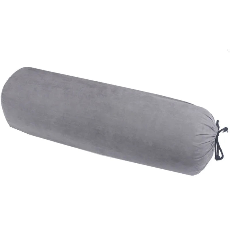 Cotton and linen yoga auxiliary pillow with cotton filling, shown in blue, green, grey, or purple for living room use