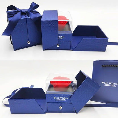 Cardboard jewellery gift box with inner packaging compartments, shown in pink colour.