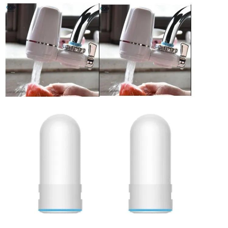 White kitchen faucet water filter with ceramic cartridge and universal tap adapter