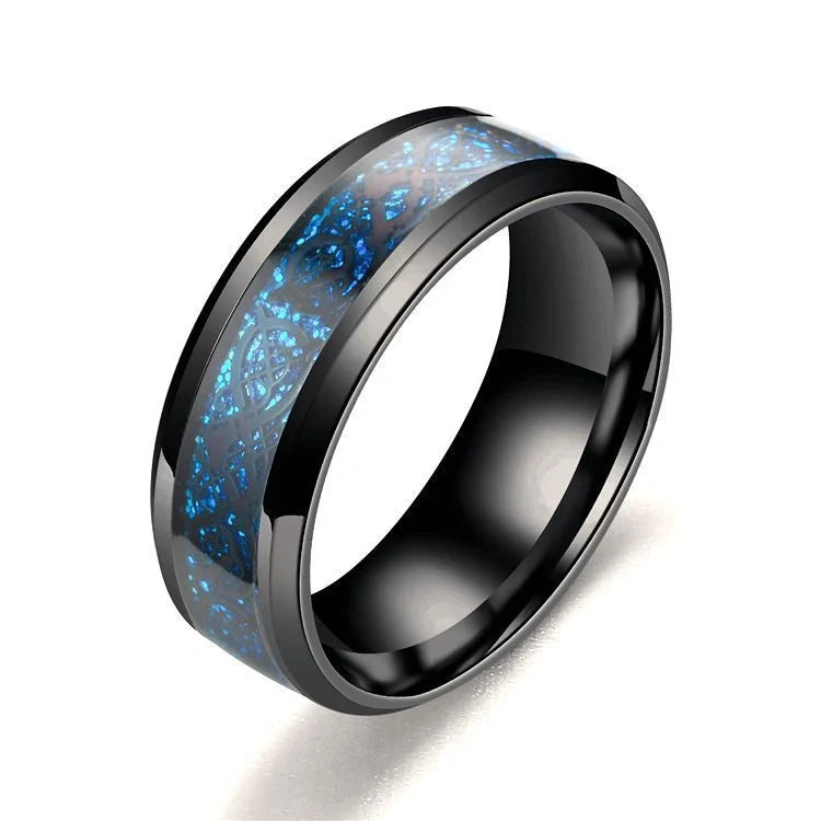Stainless steel dragon pattern ring, a unique fashion accessory for men and women.
