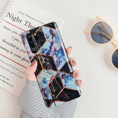 Electroplated marble mobile phone case for Huawei and Samsung smartphones with TPU construction and scratch-resistant finish