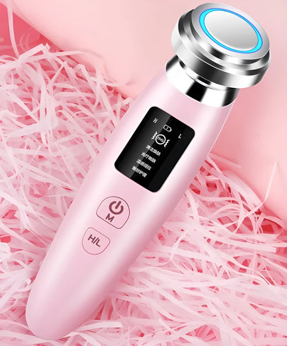 Pink facial cleansing and rejuvenation instrument with USB charging port