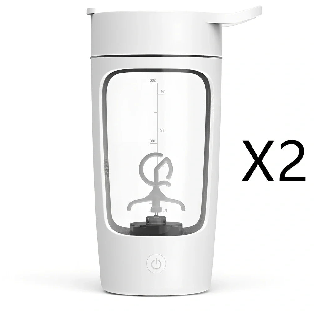 650ml black electric protein shake cup with scale lid and USB charging port for fitness use