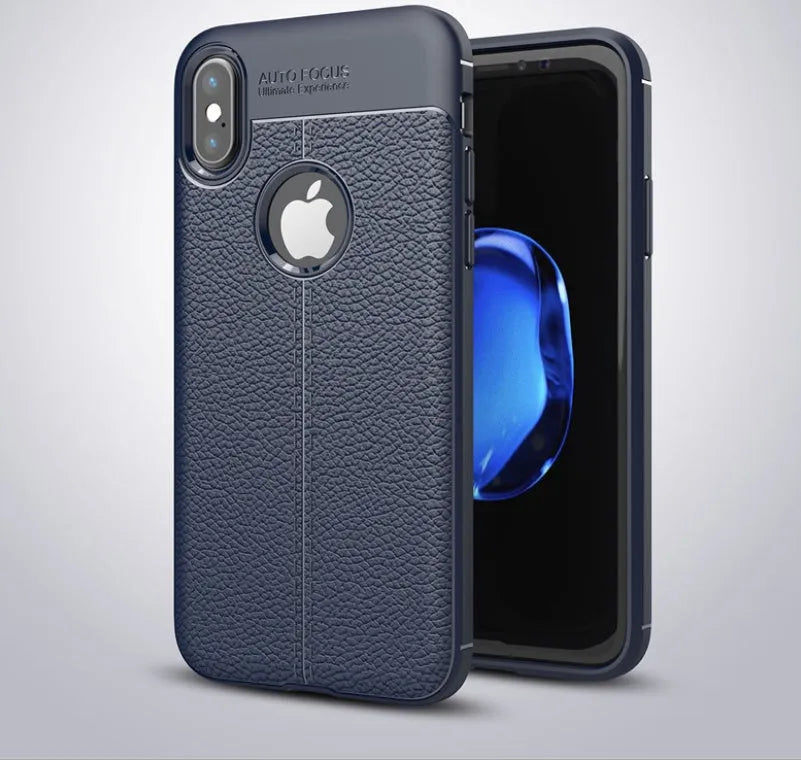 WeFor PU leather texture phone case for OnePlus 5, 5T, and 6 with soft silicone and free screen protector