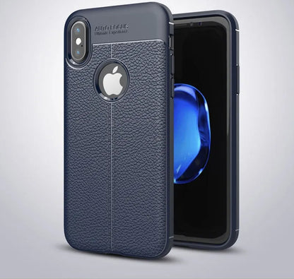 WeFor PU leather texture phone case for OnePlus 5, 5T, and 6 with soft silicone and free screen protector