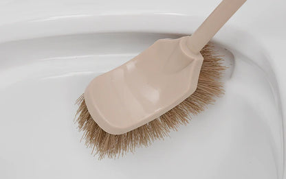 Wooden handle toilet brush with 360-degree bristle coverage for complete toilet cleaning