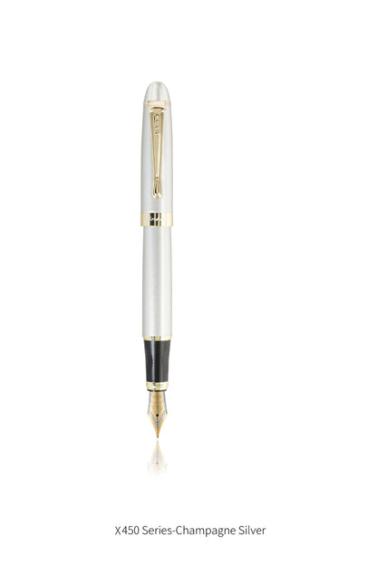 Homeenjoy_UK Executive Flexible Nib Fountain Pen-Luxury Full Metal Fountain Pen - Elegant Jinhao X450 Calligraphy Writing Pen with Golden Clip & Smooth Nib (Office Supplies)