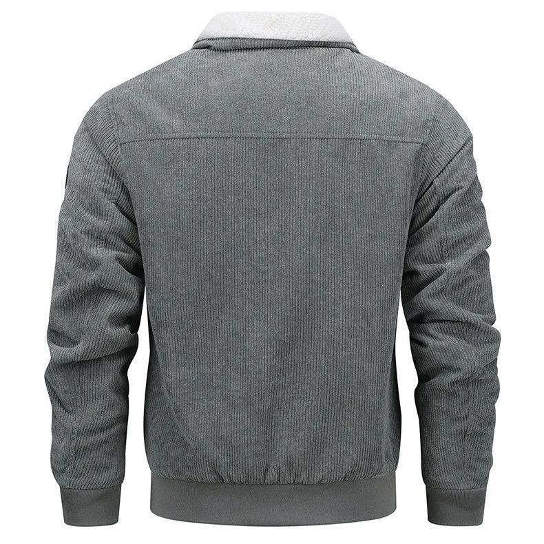 Premium men's fleece jacket with pockets, available in Khaki, Grey, and Black colors in sizes M to 8XL
