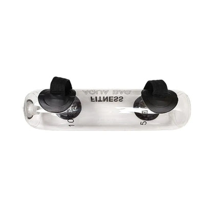 Transparent PVC inflatable water weight bag for adjustable strength training from 5kg to 35kg.